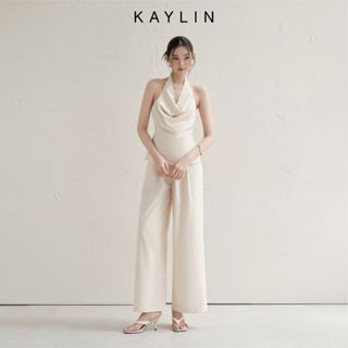  Set KAYLIN áo yếm cổ đổ phối quần ống rộng chất vải linen phong cách cá tính BST Tháng 10.2025 - SET70T10 