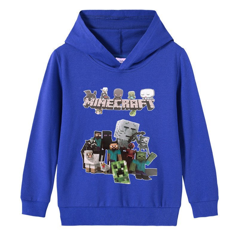 Mùa Thu 2023 Bé Trai Minecraft Minecraft Có Mũ Trùm Đầu Trẻ Em Giữa Áo Chui Đầu Trẻ Em Áo Hợp Thời T