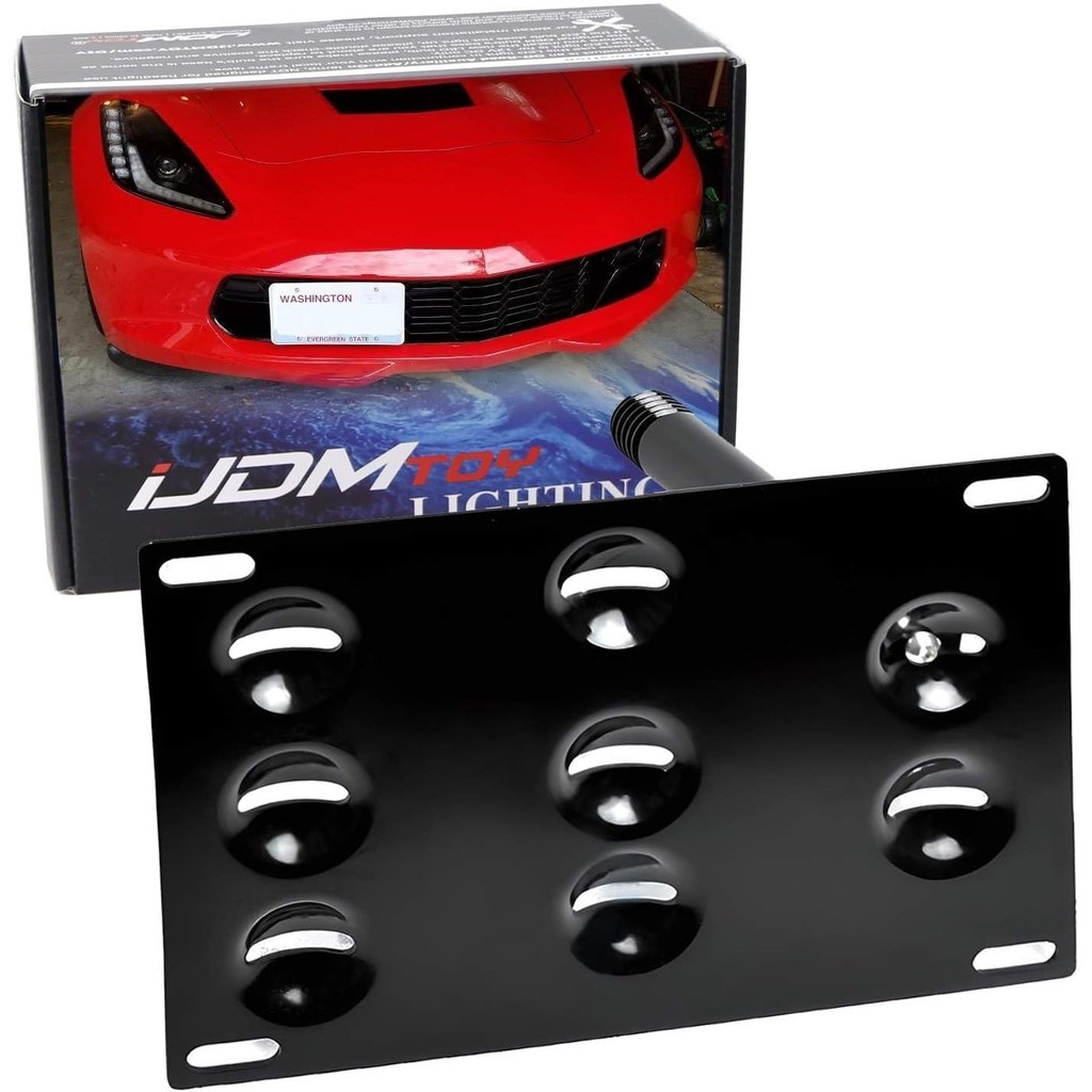 IJDMTOY Không Khoan Cản Trước Kéo Móc Biển Số Gắn Bộ Chuyển Đổi Giá Đỡ Tương Thích Với 2015-2019 C7 