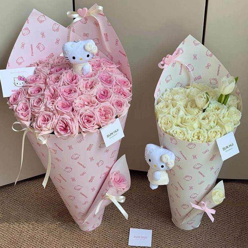 HÀNG CÓ SẴN [180g] 10 cái / gói Giấy gói bó hoa Hello Kitty Trang trí tiệc sự kiện bán hoa