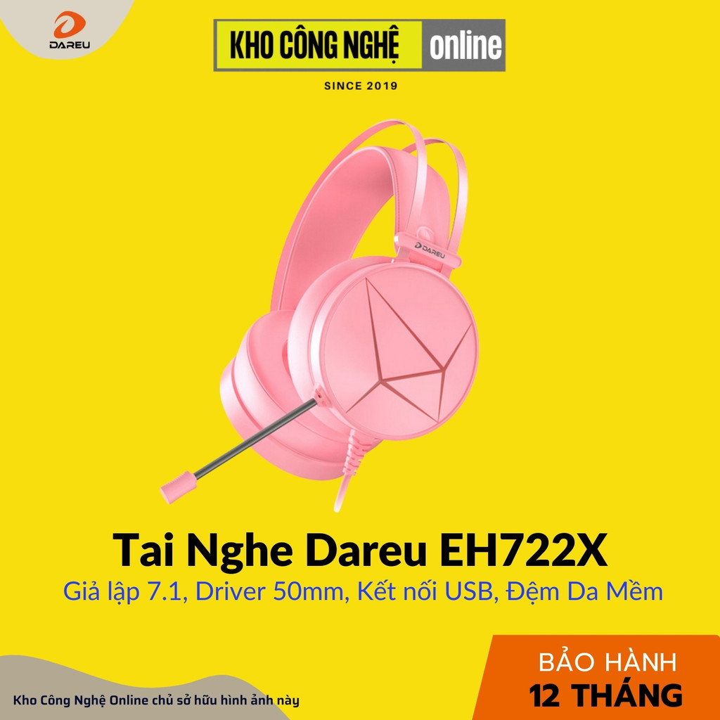 Tai Nghe Gaming Dareu EH722X - Pink (Hàng Chính Hãng)