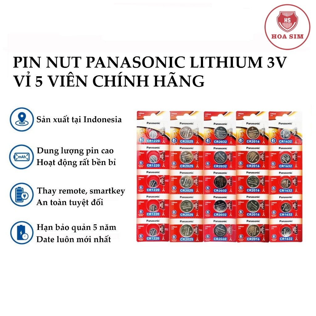 {Panasonic VN nhập khẩu} Pin Cúc Áo Panasonic CR2032 - CR2025 - CR2016 - CR1632 - CR1620 - CR1616 - 