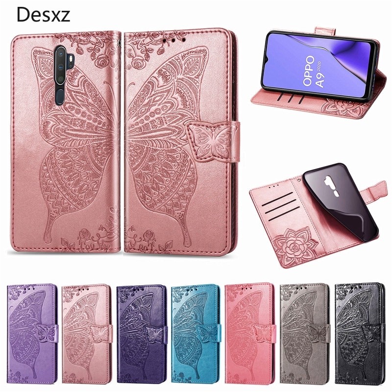 Ốp điện thoại dập nổi OPPO A9 2020 Butterfly Flip Leather Wallet OPPOA9 2020 A92020 A52020