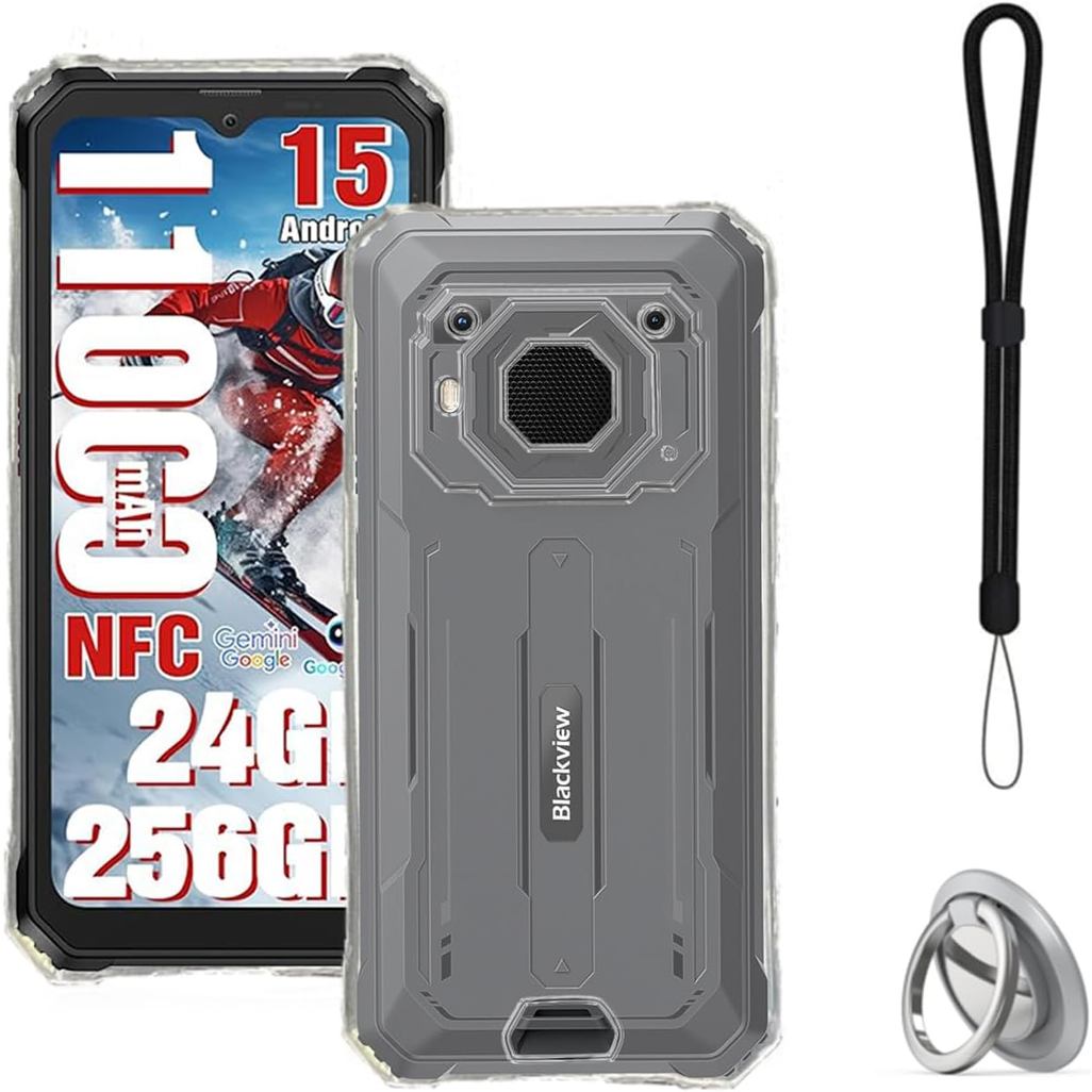 Ốp lưng cho Blackview BV6200 Plus, Vỏ bảo vệ trong suốt TPU, Chức năng đứng, Giá đỡ có thể điều chỉn