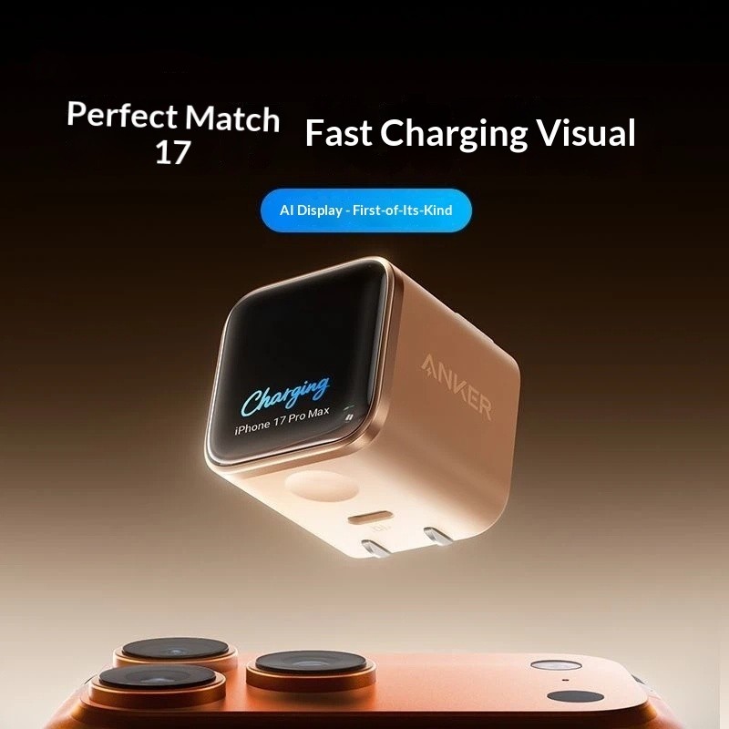 Bộ sạc nhanh Anker A121D 45W | Màn hình AI, Phù hợp hoàn hảo cho iPhone 17, Bộ sạc thông minh Type-C