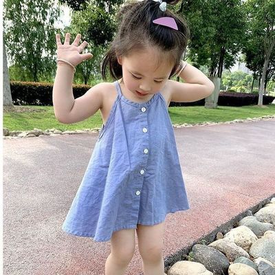 Váy không tay bé gái mùa hè mới phong cách Hàn Quốc Áo đi biển công chúa cho bé