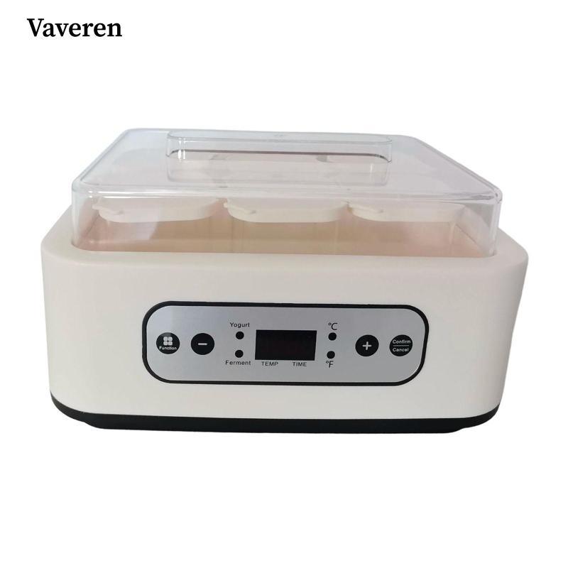 Máy làm sữa chua Hộ gia đình Tiết kiệm năng lượng DIY Máy làm Natto tự làm với 6 cốc thủy tinh Điều khiển nhiệt độ không đổi đa chức năng