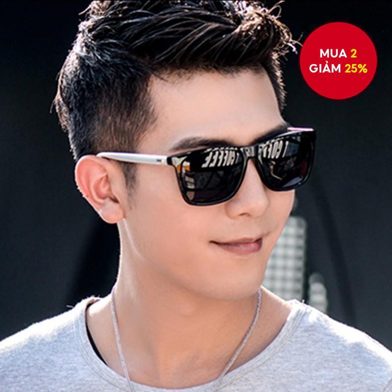 Kính râm vuông cổ điển dành cho nam, sắc thái lái xe cổ điển màu bạc / đen phản quang