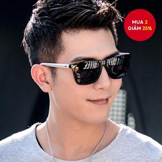 Kính râm vuông cổ điển dành cho nam, sắc thái lái xe cổ điển màu bạc / đen phản quang