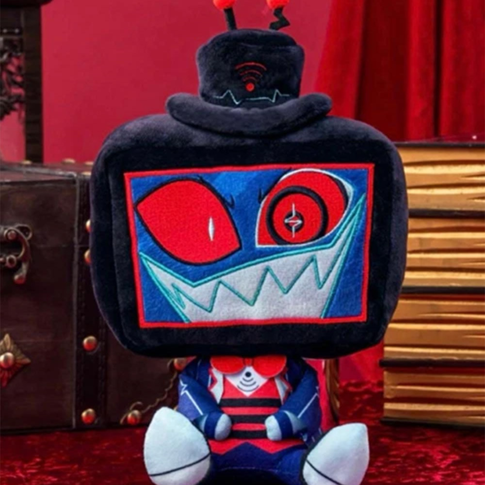 Hazbin Hotel Vox Plushie Black TV Shape Demon Stuffed Doll Cartoon Merchandise Home Decor Soft Toy f