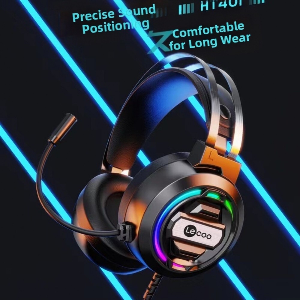 Tai nghe chơi game có dây Lecoo H401 USB có RGB để phát sáng âm thanh thấm hút