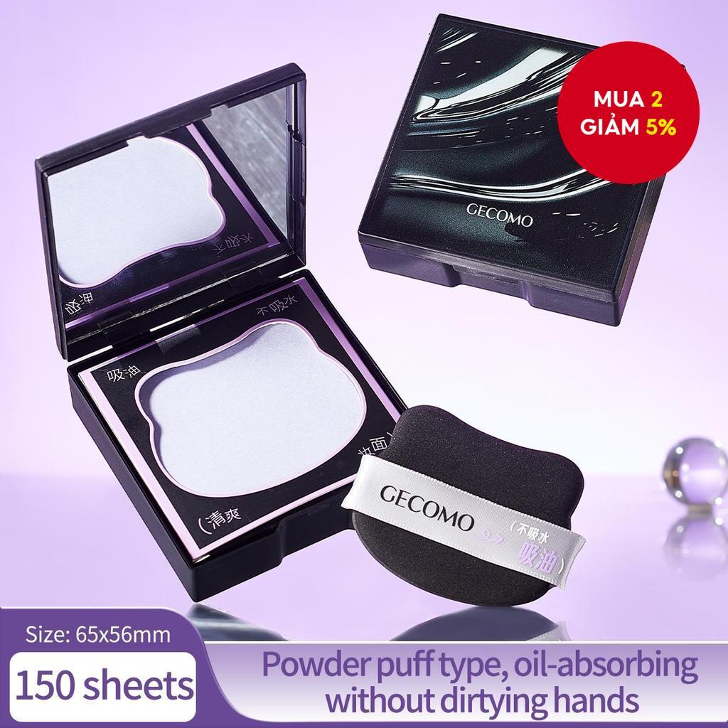 GECOMO Giấy Thấm Dầu Di Động Kiểm Soát Dầu Không Làm Trôi Lớp Trang Điểm Bao Gồm Bông Phấn Gương Tra
