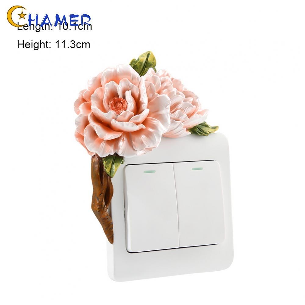 【CHAMER】3D Resin Floral Light Switch Cover Plate Decoration for Electrical Outlet Cover【HomeLiving】