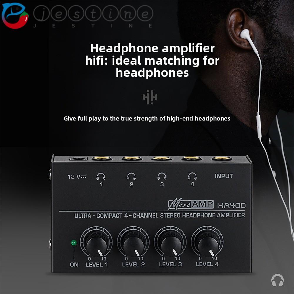 Bộ khuếch đại âm thanh siêu nhỏ JESTINE HA400, Bộ khuếch đại 4 kênh 4 đầu ra HA400 4 kênh, Tai nghe 