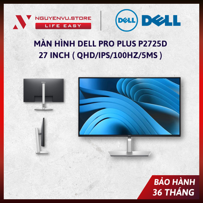 [CHÍNH HÃNG] Màn Hình Dell Pro Plus P2725D 27 inch ( QHD/IPS/100Hz/5ms ) - [BẢO HÀNH 36 THÁNG]