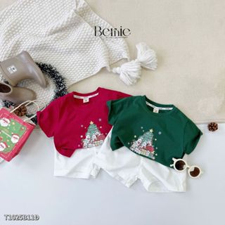  Set bộ cộc tay cho bé trai bé gái họa tiết giáng sinh noel Jinger bell đỏ xanh 9 đến 25kg T1025B11Đ 