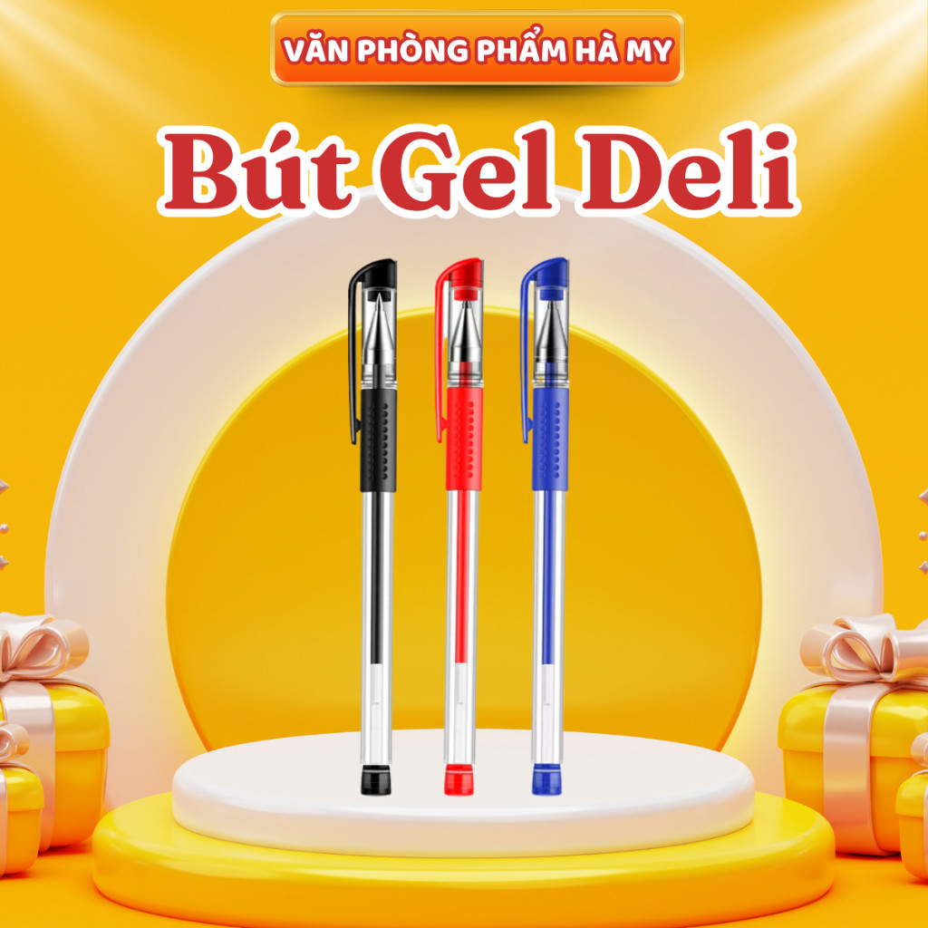 Hộp 12 Cây Bút bi mực gel nắp đậy 0.5mm Deli E6600S