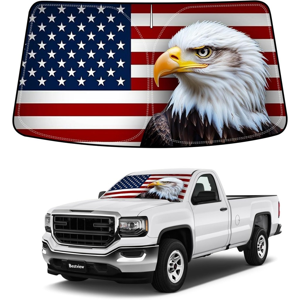 Bestview American Eagle Flag Kính Chắn Gió Che Nắng Cho 2014-2018 GMC Sierra 1500 2500 3500, Custom 