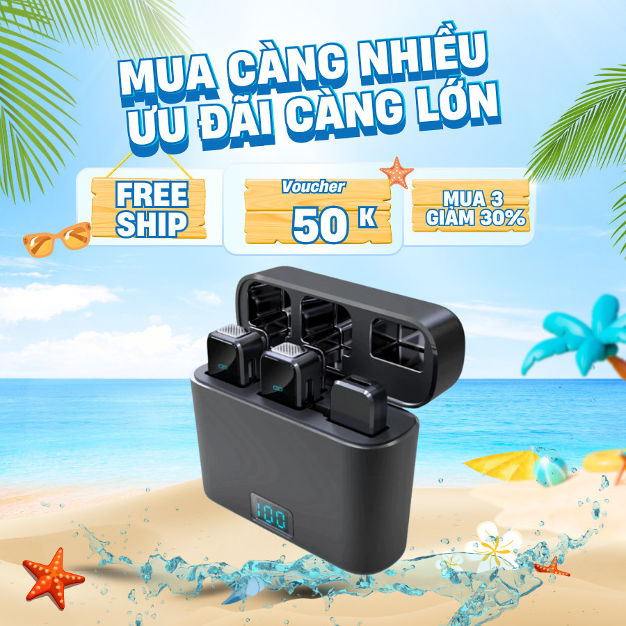 Mic Thu Âm Không Dây Cài Áo Cho Điện Thoại M31 - Bản 2 Mic, Bật/Tắt Lọc Ồn Dùng Cho Quay Video