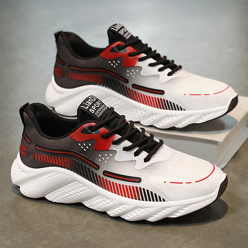 Men's Fashion Korean Style Flat Shoes-Flyknit Sports Shoes Mesh Breathable Sports Shoes