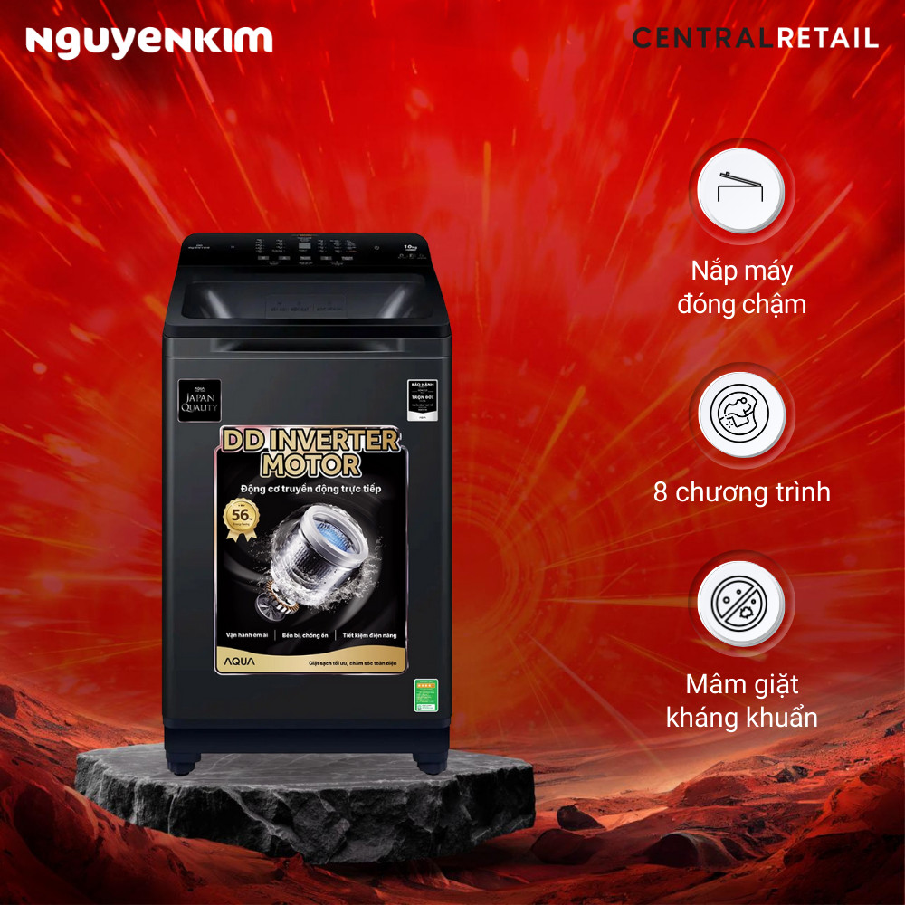 IB shop Máy giặt cửa trên Aqua Inverter 10 kg AQW-DR100JT.BK Giao nhanh.