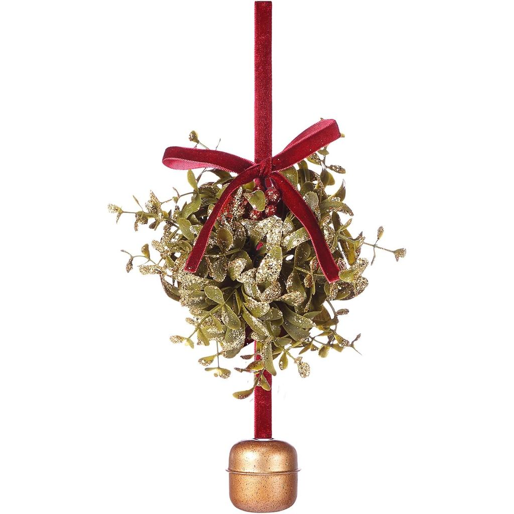 1 Chiếc 5 Inch Mistletoe Bóng Giáng Sinh Jingle Bell Trang Trí Mistletoe Lấp Lánh Hôn Bóng Với Jingl