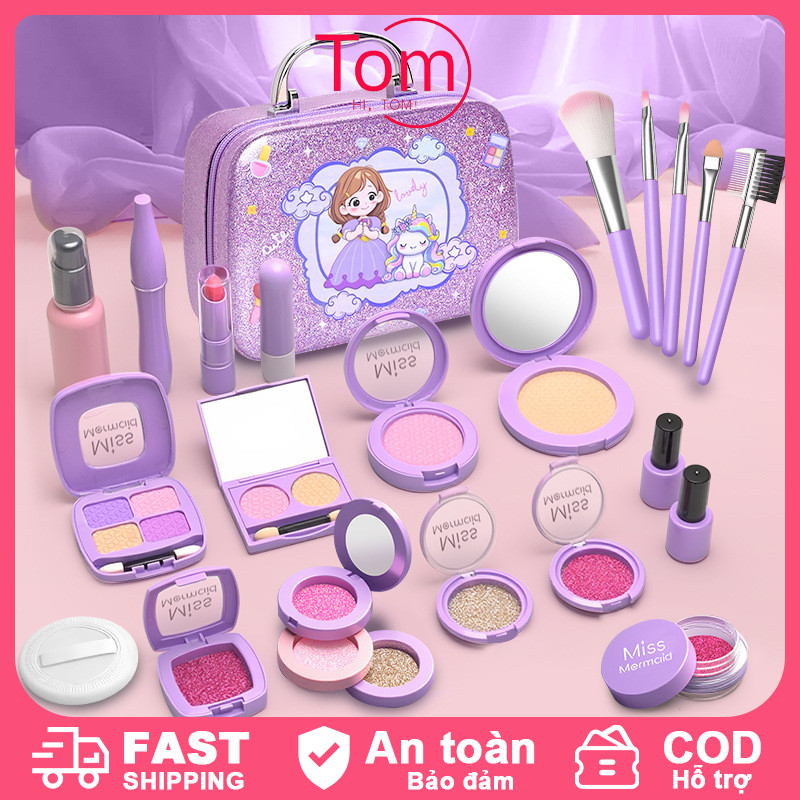 Bộ Đồ Chơi Trang Điểm Mô Phỏng Cho Bé Gái -  Kèm Túi Xách Cầm Tay Thời Trang, Chất Liệu An Toàn Không Độc Hại