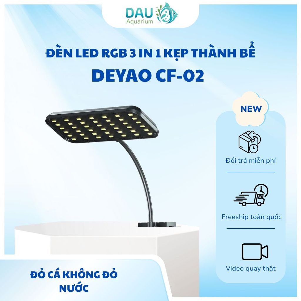 Đèn LED RGB 3 in 1 Deyao CF02 (13W) - Đỏ cá đỏ cây không đỏ nước, giúp màu cá màu cây rực rỡ hơn