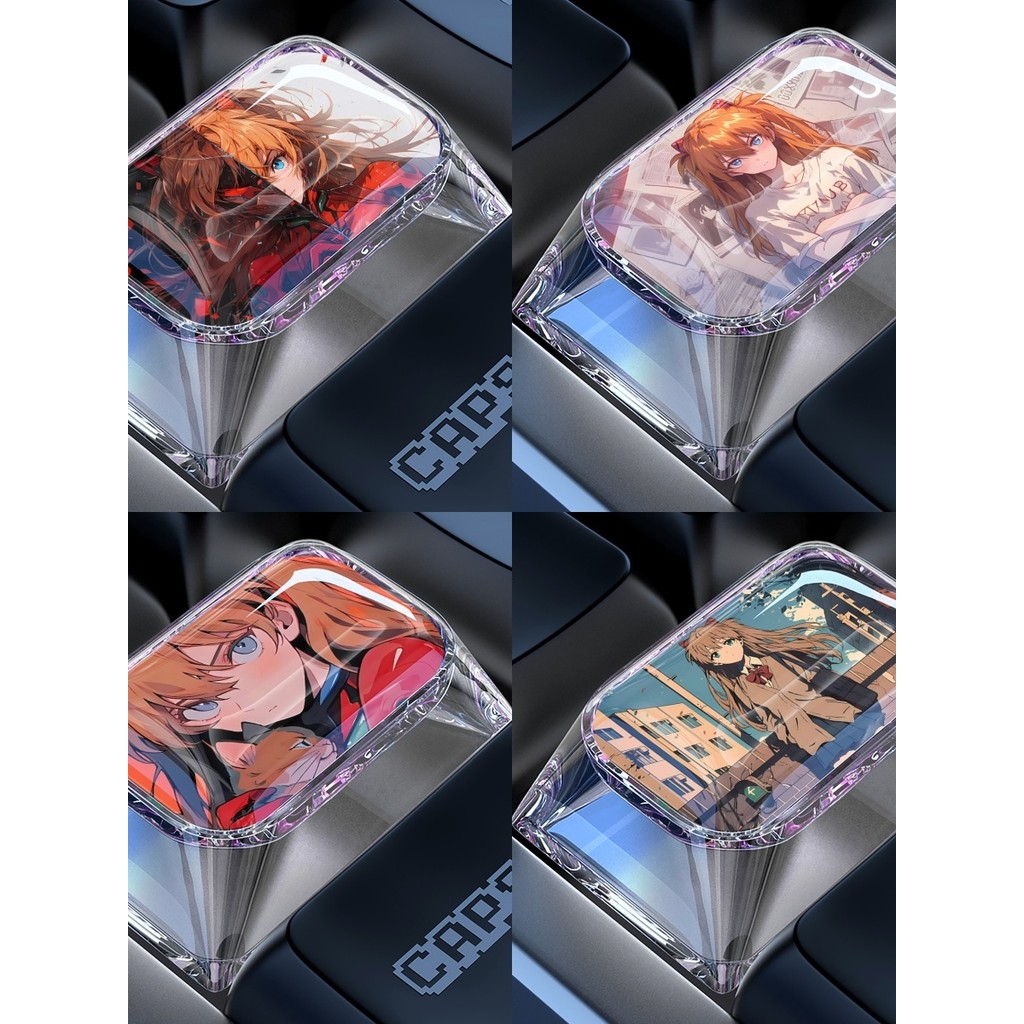 T Tab Keycap Hoạt Hình Đơn Dễ Thương Asuka Trục Chữ Thập Evangelion Bàn Phím Cơ 1.5 U Epoxy Keycap