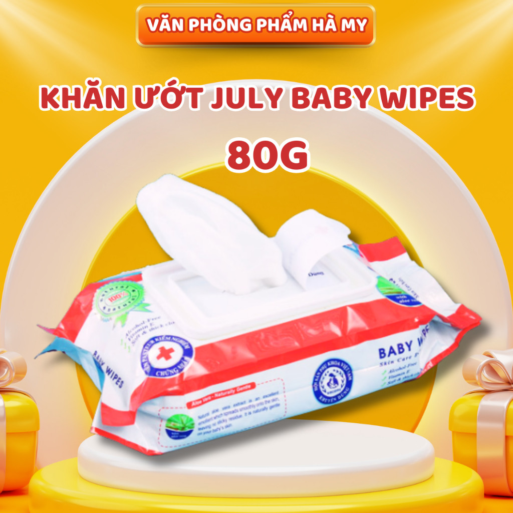 Combo 5 Bịch Khăn Ướt July Baby Wipes 80g