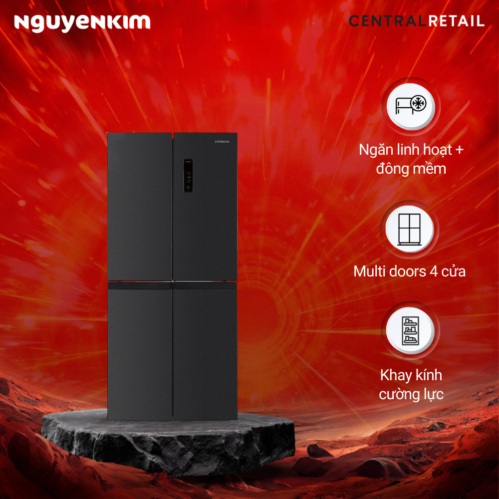 Tủ lạnh 4 cánh Hitachi Inverter 466 lít ngăn đông dưới HR4N7522DSDXVN