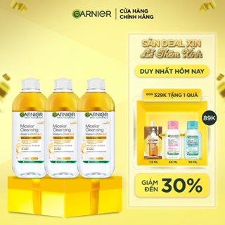  Bộ 3 nước làm sạch và tẩy trang cho da khô & trang điểm lâu trôi Garnier Micellar Water Oil-Infused 400mlX3 