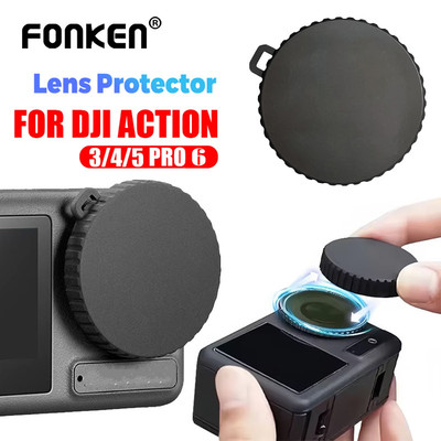 Fonken Silicone Ống Kính Bảo Vệ Cho DJI Osmo Action 3 4 5 Pro 6 Ống Kính Bụi Chống Trượt Phụ Kiện Camera