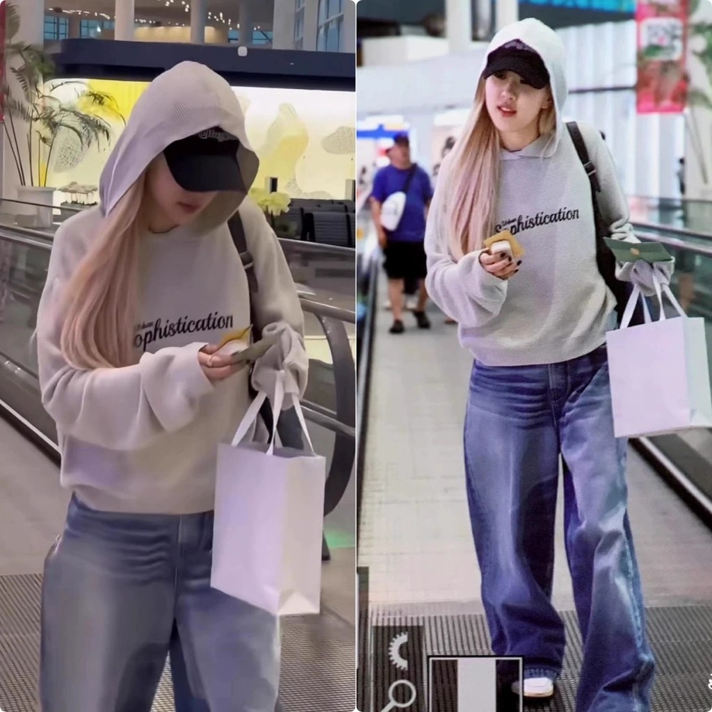 urbansophistication South Korea Park Chae-young Rose Same Style Embroidered Hooded Sweater Knitted S