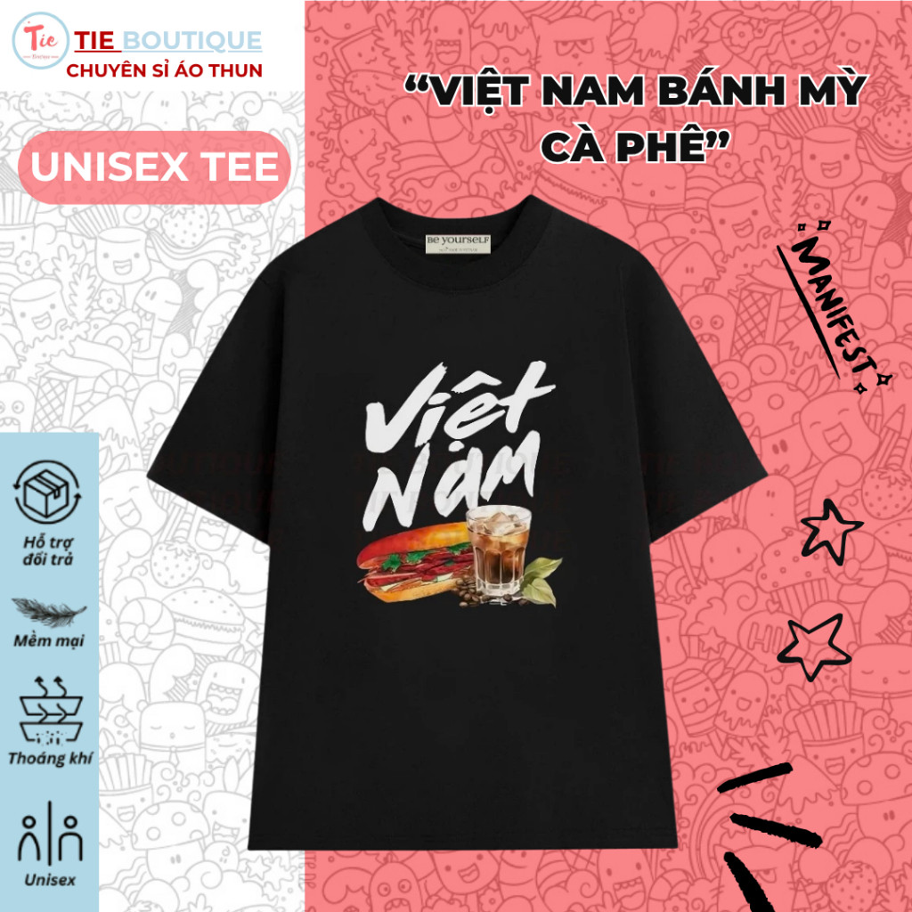 Áo thun VIỆT NAM BÁNH MÌ CÀ PHÊ Áo Phông Ẩm Thực Việt Nam