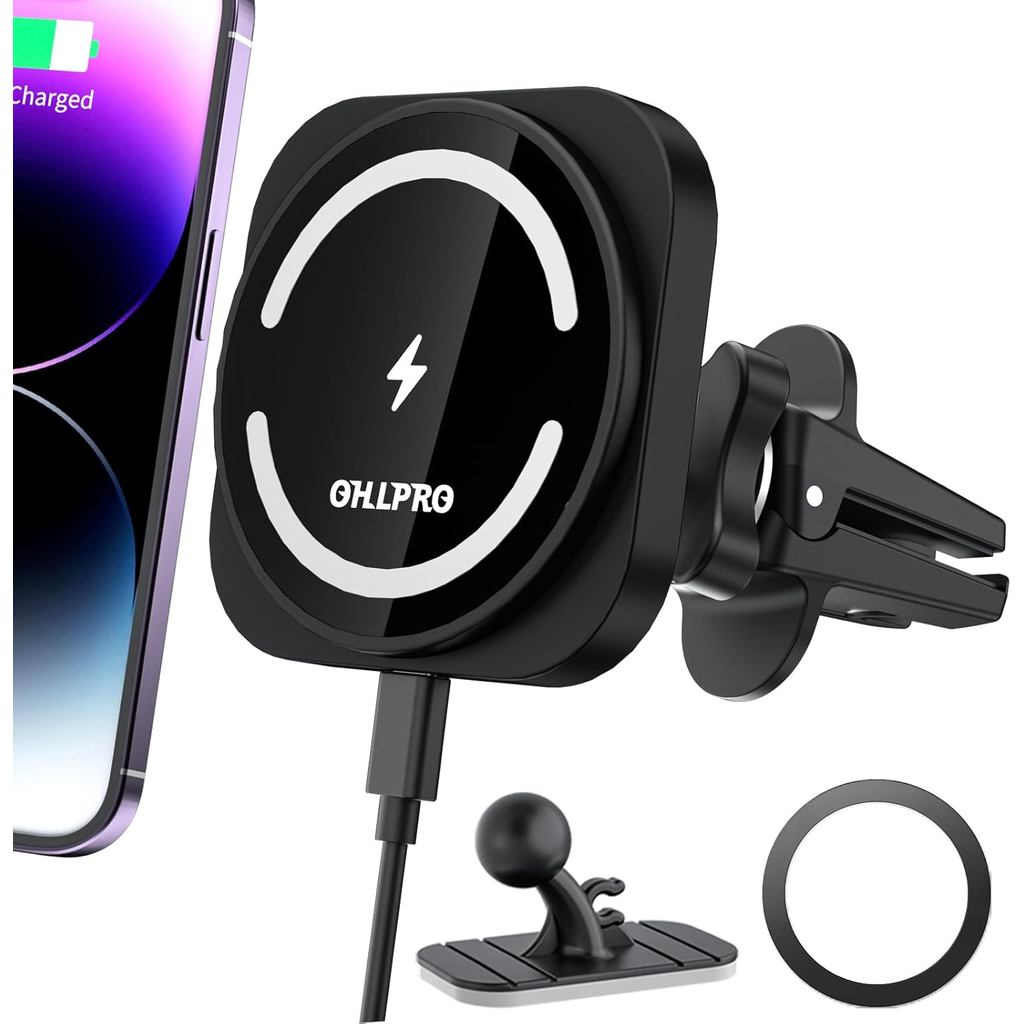 OHLPRO cho Magsafe Car Mount Wireless Charger Giá đỡ điện thoại từ tính Lỗ thông hơi có dính trên bả