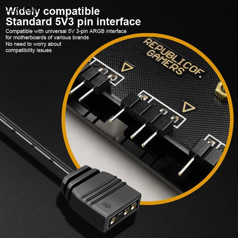 ZZynall PC Quạt Làm Mát ARGB HUB 1 Đến 11 5V 3Pin Dải LED Ánh Sáng HUB Adapter SATA Power ARGB Fan S
