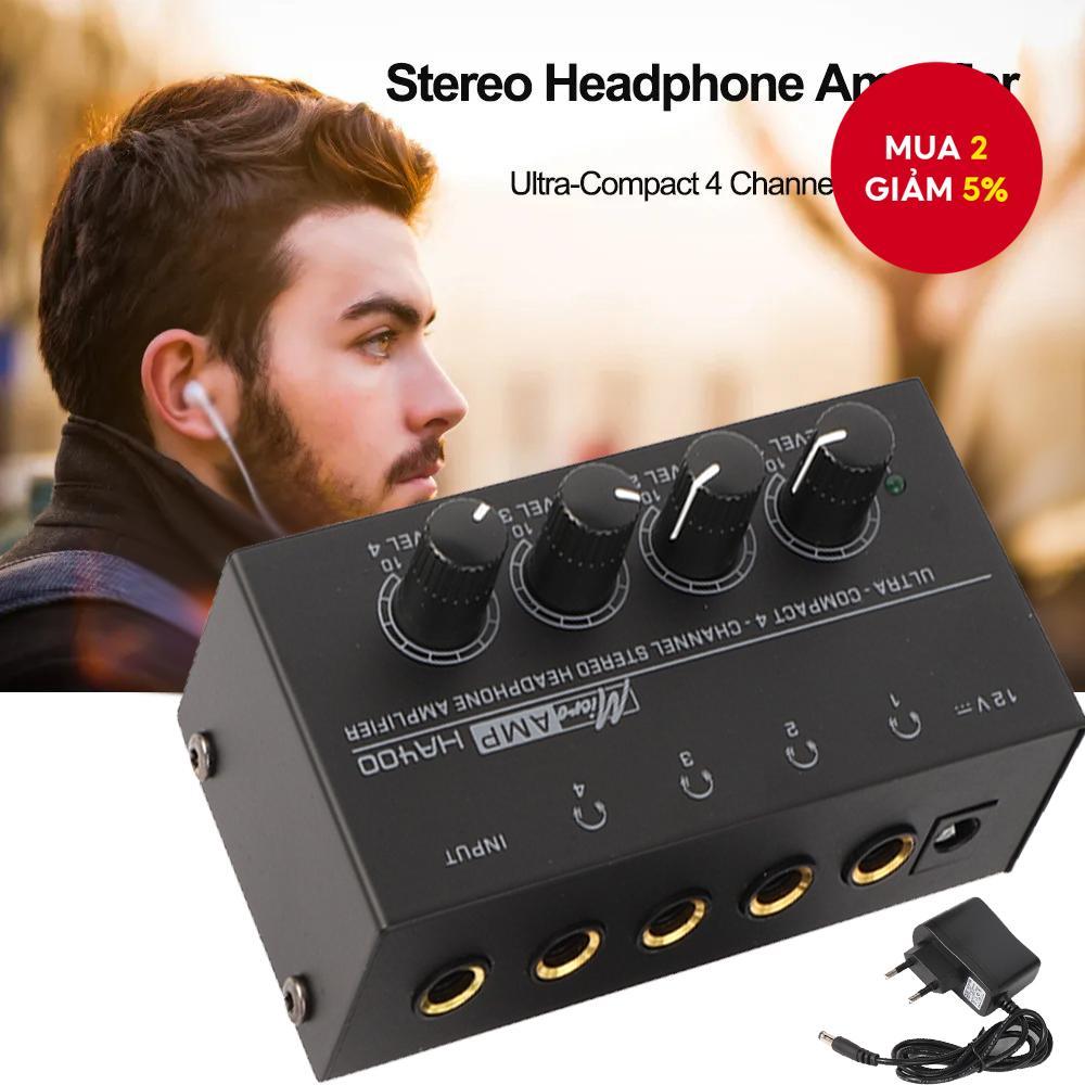 Bộ khuếch đại tai nghe HA400 4 kênh 1 đầu vào 4 đầu ra, khuếch đại âm thanh siêu nhỏ gọn cho tai ngh
