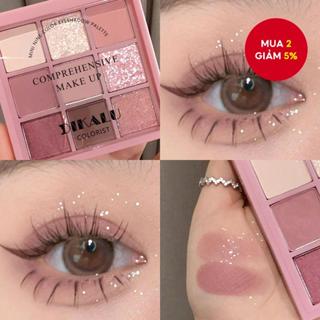  DIKALU Bảng Phấn Mắt 9 Màu Bột Thuốc Lá Ngọc Trai Trang Điểm Mắt Ánh Sáng 