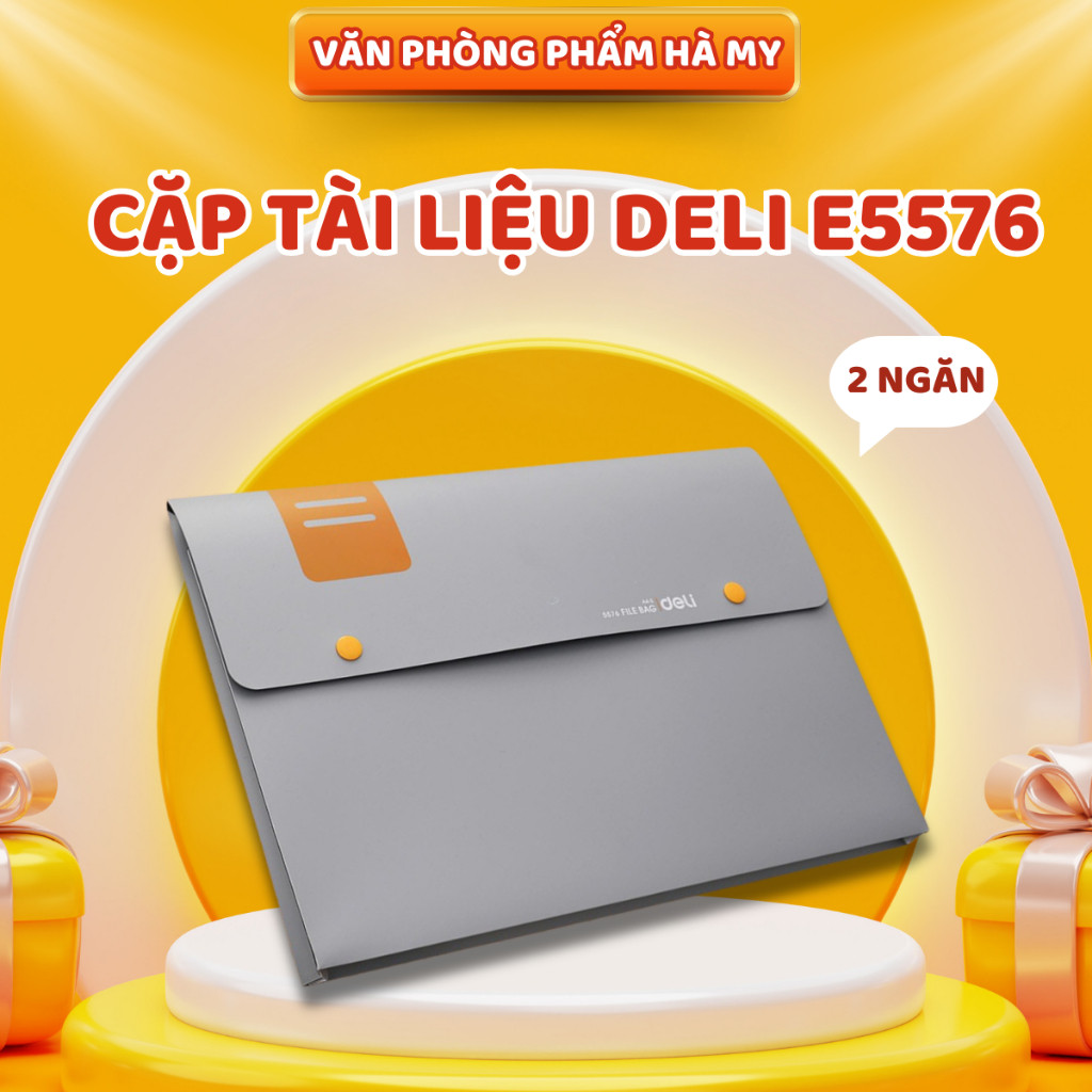 Cặp đựng tài liệu Deli E5576 có 2 nút bấm lưu trữ 100 tờ A4