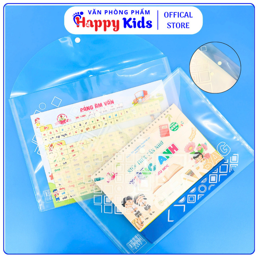 (Combo 5/10 Cái Túi Cúc A4 Trung E472- E473 Eras) Dạng Cúc Bấm, Kích Thước A4, Phù Hợp Đựng Giấy Tờ 