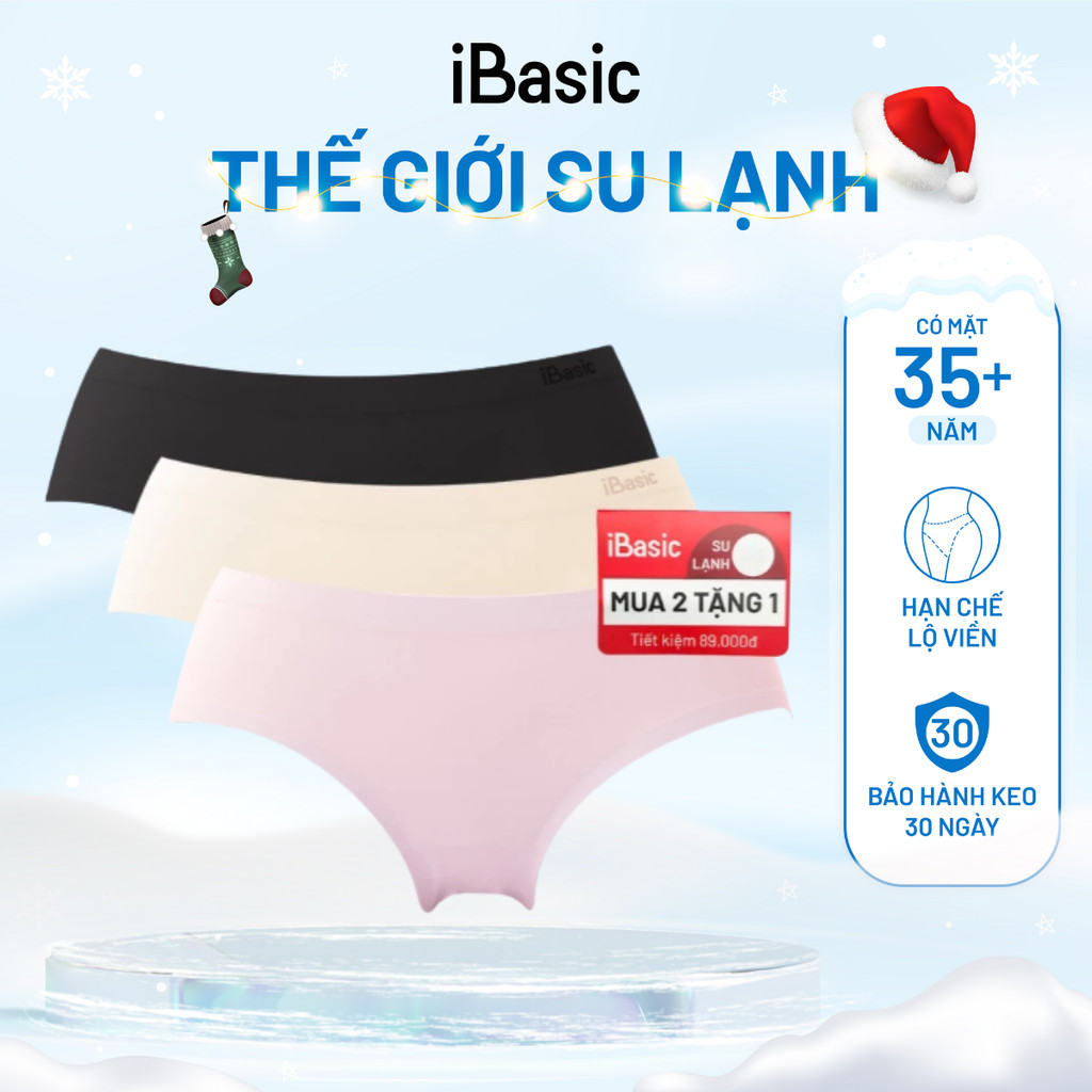 [MUA 2 TẶNG 1] Pack 3 combo quần lót nữ su lưng vừa không đường may không lộ viền iBasic PA3V188 | BigBuy360 - bigbuy360.vn