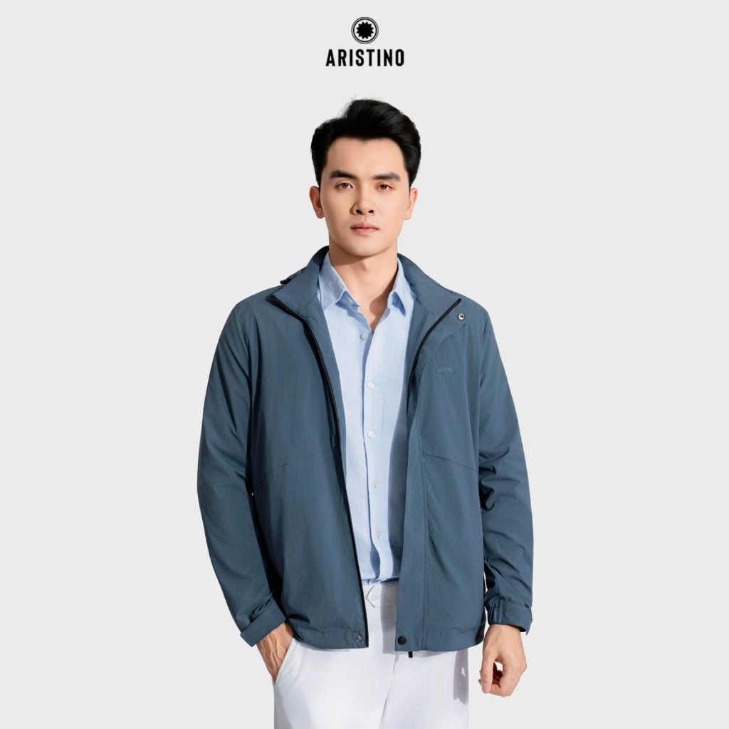 [ONLY ONLINE] Áo Khoác Gió Thể Thao 2 Lớp Nam Xám Aristino Regular Fit AJK003EDP01