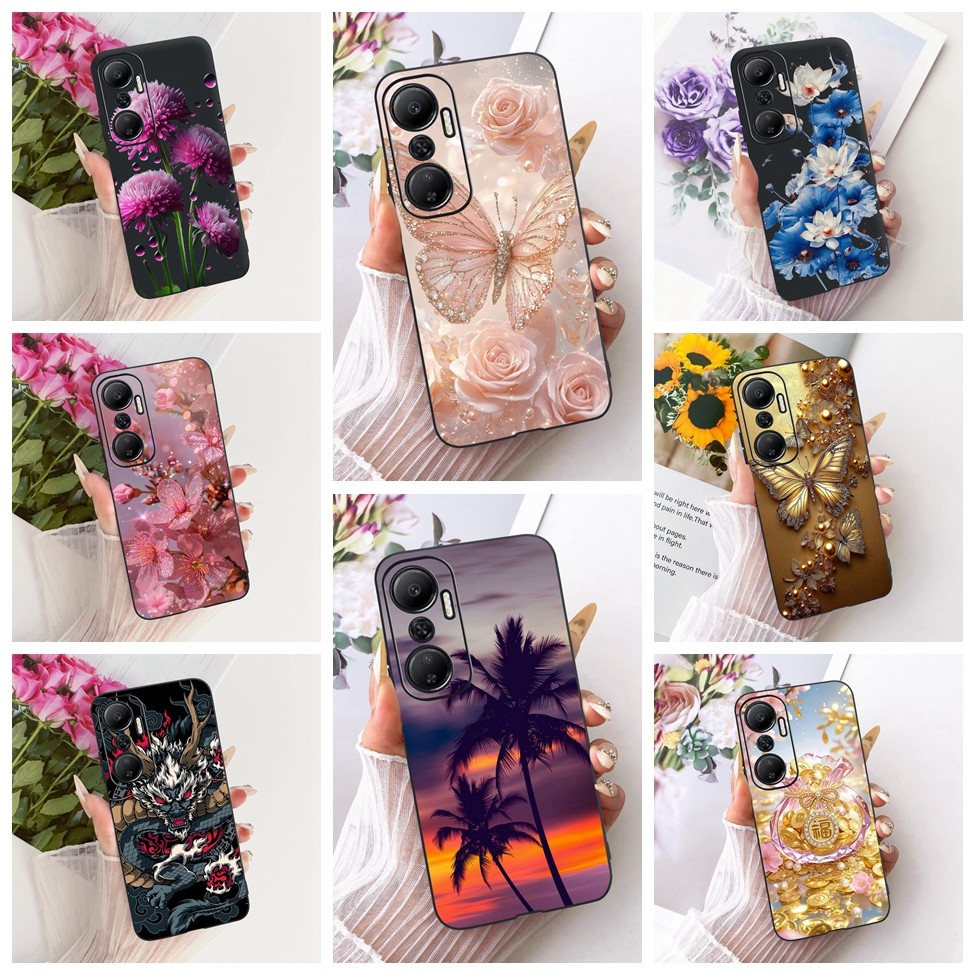 Ốp lưng Infinix Hot 20 4G Vỏ sơn hình bướm thời trang mèo dễ thương Infinix X6726 X6726B X6726C