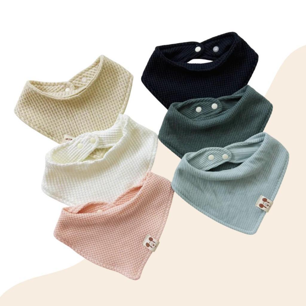 Yếm Tam Giác Cotton Waffle Babico Dày Dặn Và Mềm Mại Giữ Ấm Cổ Cho Bé Từ 0-24 Tháng