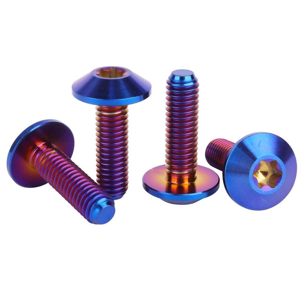 4 Bu Lông Titan M5 M6 12 / 15 / 20mm Vít Đầu Torx Cho Xe Đạp Xe Máy (Đốt Xanh, M6x20mm)