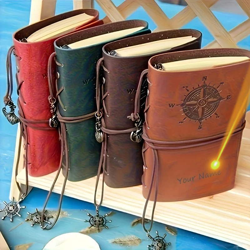 A5 A6 A7 Tên Tùy Chỉnh Vintage Matte Finish Notebook Chủ Đề Cướp Biển Thiết Kế La Bàn Bìa Cứng Tạp C