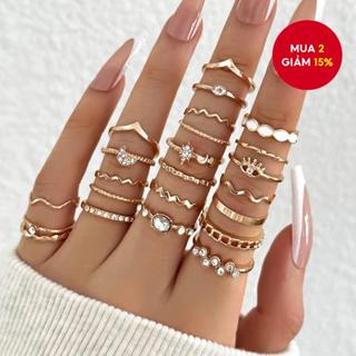  Bộ nhẫn nữ lá mắt hình trái tim đính kim cương thời trang trang sức hợp thời trang cho mọi dịp 