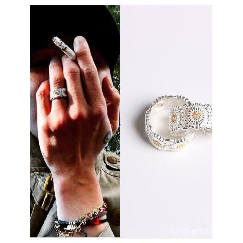 Nhẫn kim cương bạc hoa cúc điều chỉnh, phong cách retro như Kwon Ji-Dragon và GD - Y1PD