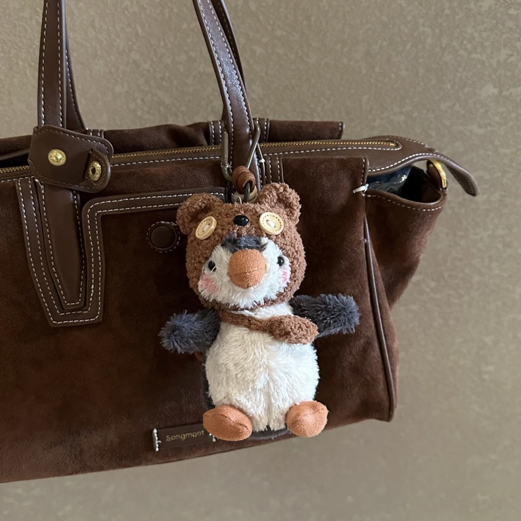Button Bear Satchel Penguin Handbag Pendant Cartoon Plush Cute Doll Keychain Hanging Ornament School